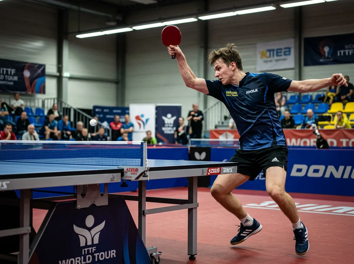 لاعب ينفذ ضربات هجومية في كرة الطاولة